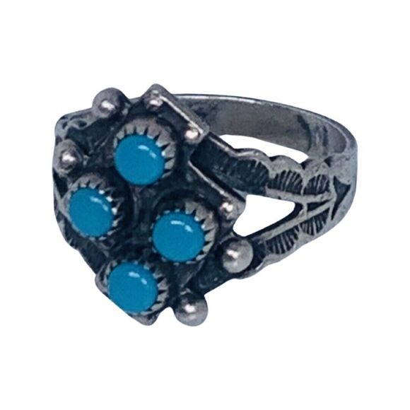 Native American 925 Sterling Silver Blue Turquoise Ring Sz 5 Sleeping Beauty - Picture 6 of 14